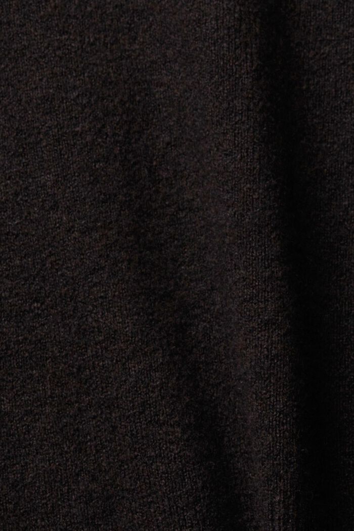 Pull-over en laine mélangée à col droit, BLACK, detail image number 5