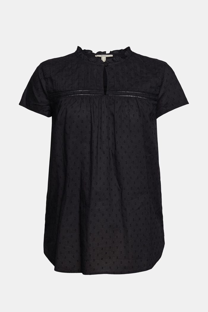 Bluse mit Dobby-Struktur, 100% Baumwolle, BLACK, detail image number 6