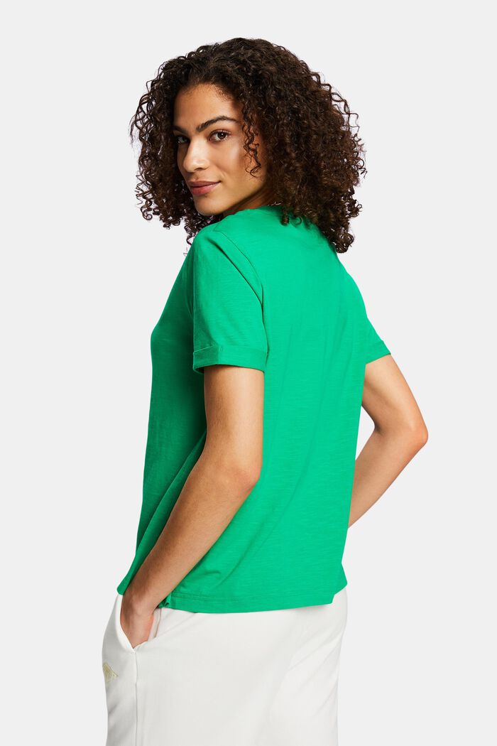 Slub-T-Shirt mit U-Ausschnitt, GREEN, detail image number 3
