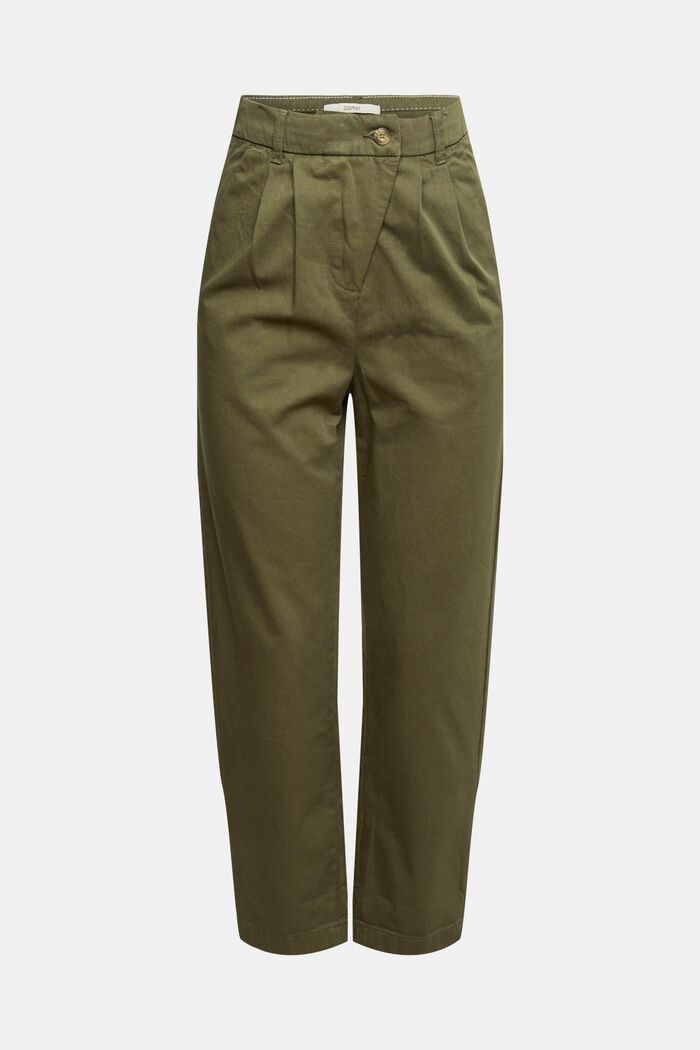 Pantalon chino droit taille haute en coton Pima, DARK KHAKI, detail image number 2