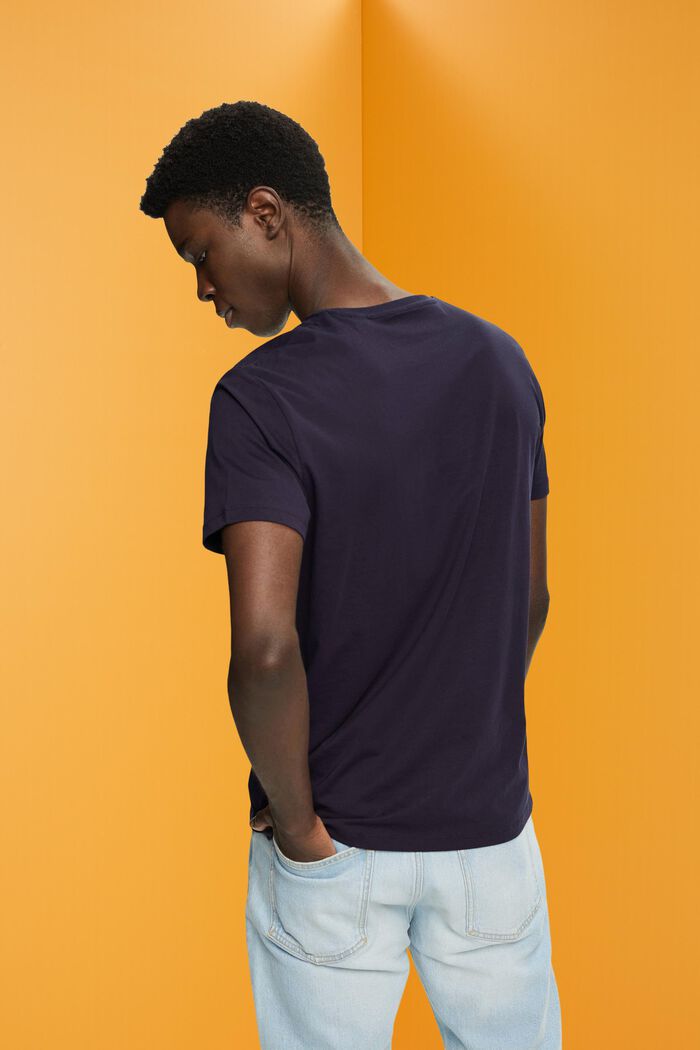 T-shirt en coton à rayures contrastantes, NAVY, detail image number 3