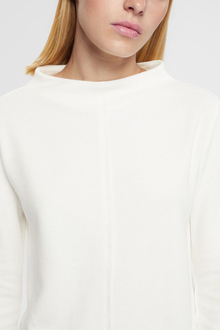 Sweatshirt mit Stehkragen, Baumwollmix, OFF WHITE, detail image number 0