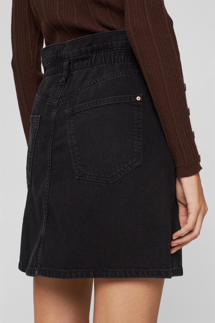 Mini-jupe en jean à taille paper bag, BLACK DARK WASHED, detail image number 2