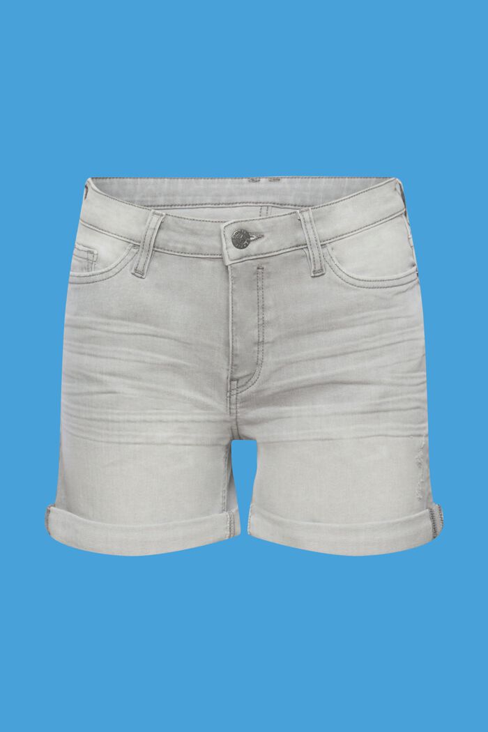 Short en jean en coton biologique, GREY MEDIUM WASHED, detail image number 6