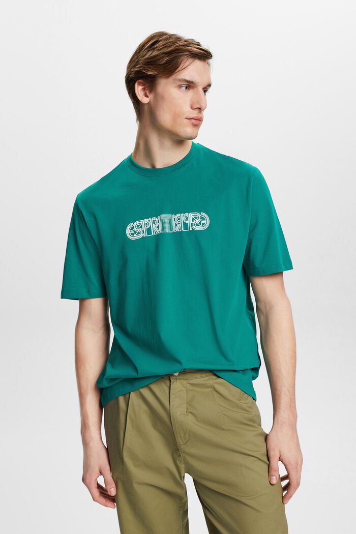 T-Shirt mit Logo-Print in lockerer Passform, EMERALD GREEN, detail image number 0