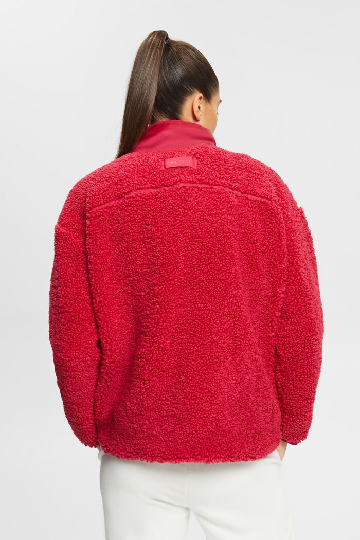 Sweat-shirt à demi-zip en polaire peluche, CHERRY RED, detail image number 3