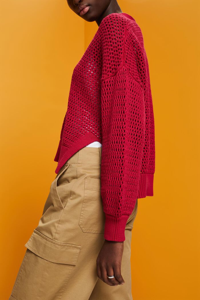 V-Ausschnitt-Pullover aus nachhaltiger Baumwollle, DARK PINK, detail image number 2