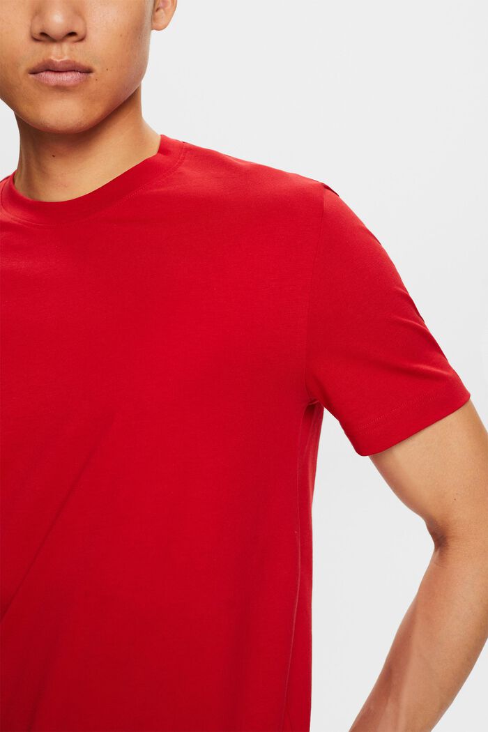 T-shirt à col rond en jersey de coton Pima, DARK RED, detail image number 2