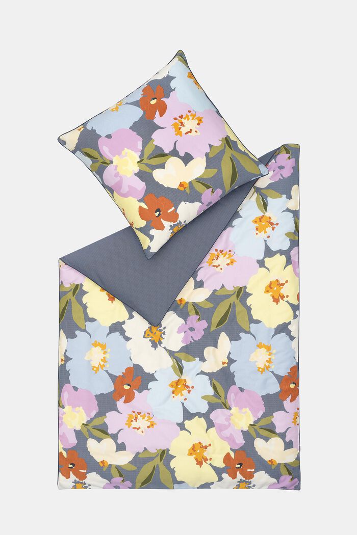 Parure de lit en satin à motif floral, NAVY, detail image number 2