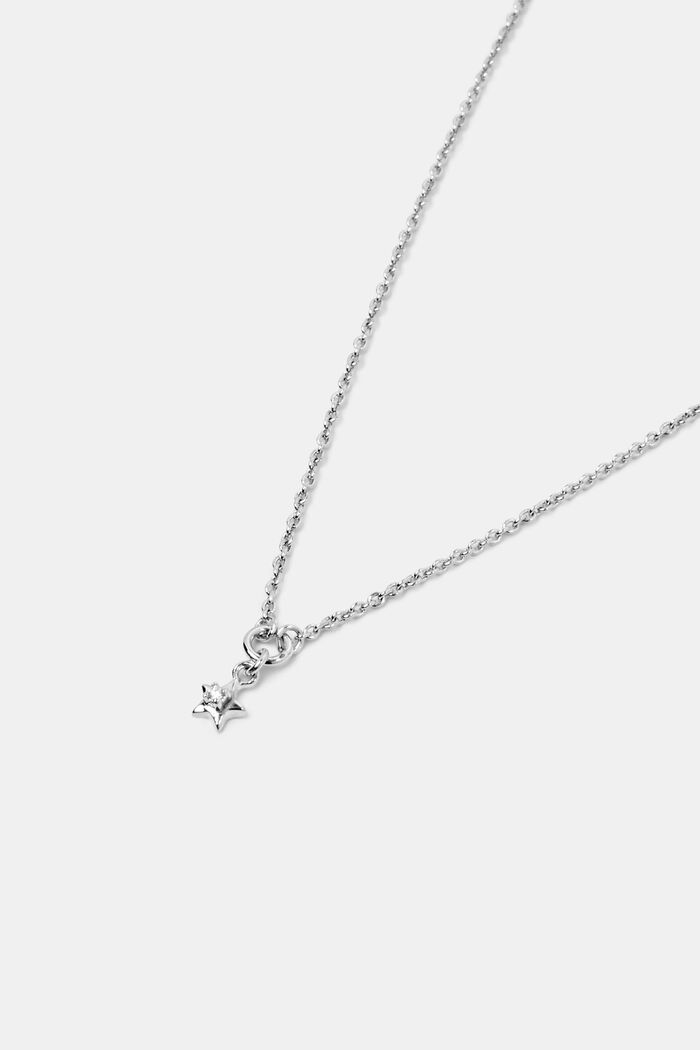 Sterling Silber Halskette mit Diamantanhänger, SILVER, detail image number 1