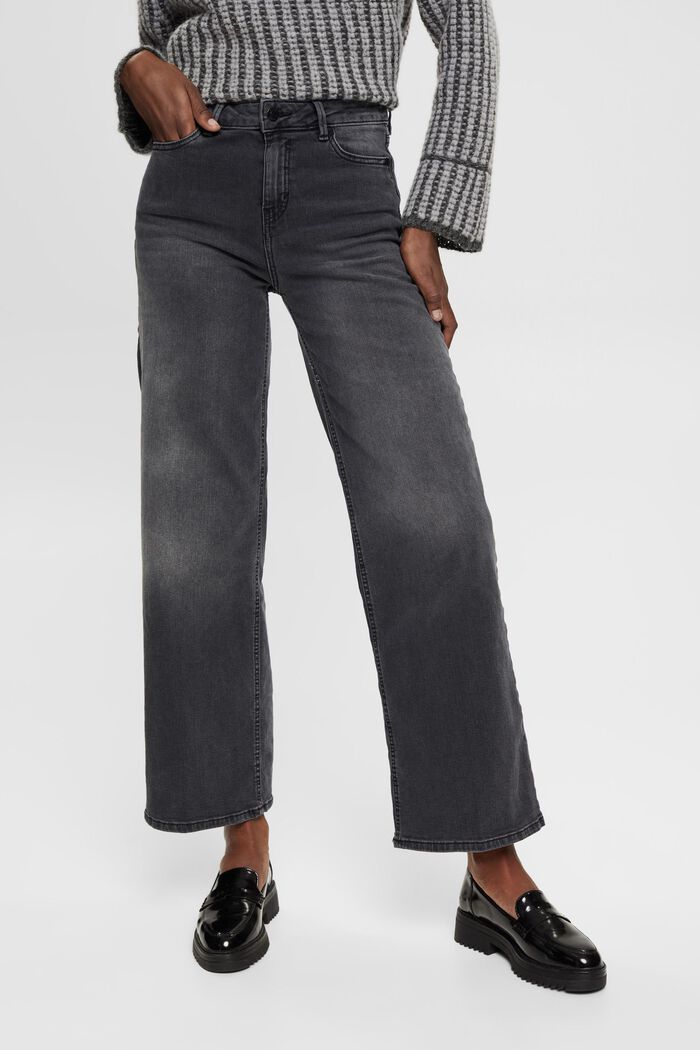 High-Rise-Jeans mit weitem Bein, BLACK MEDIUM WASHED, detail image number 0