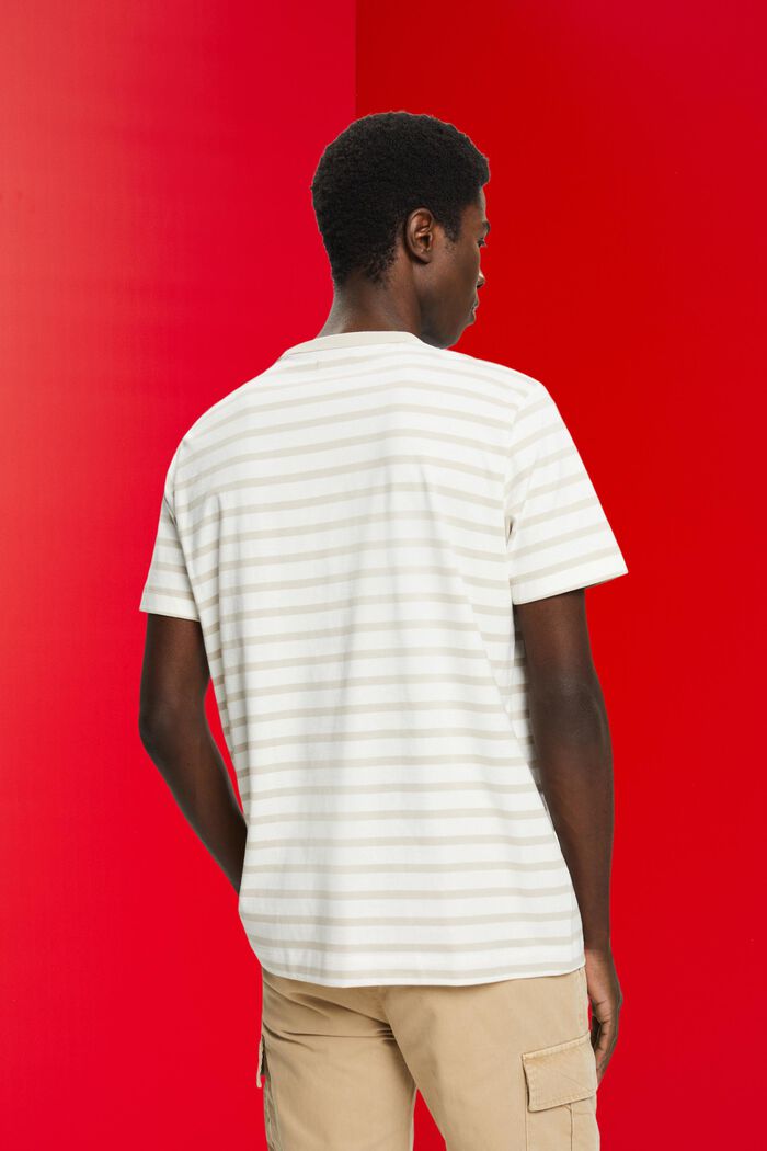 T-shirt rayé en coton durable, LIGHT TAUPE, detail image number 3