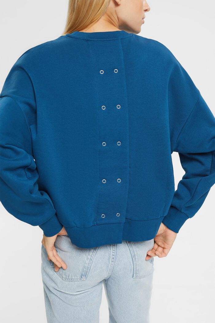 Sweat-shirt muni d’une patte boutonnée au dos, PETROL BLUE, detail image number 0