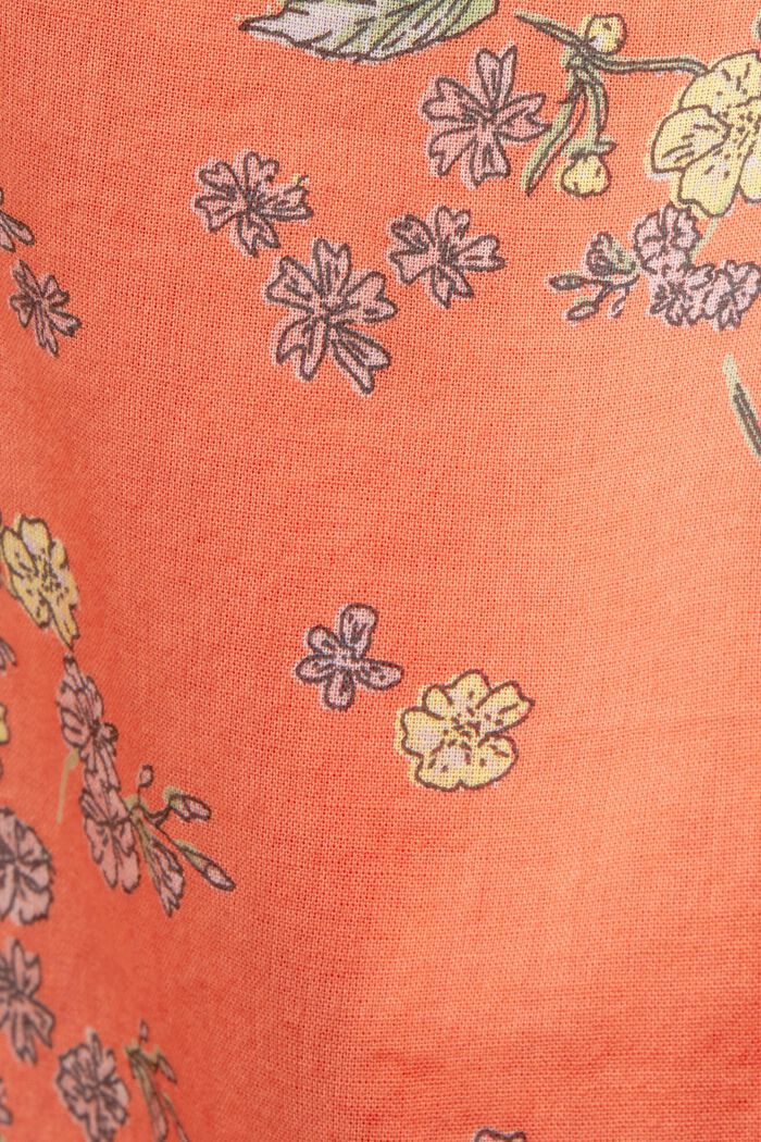 Bluse mit Print, 100% Baumwolle, CORAL ORANGE, detail image number 5