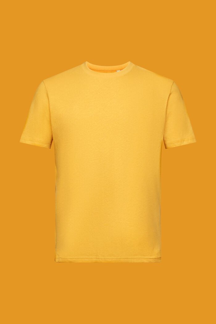 T-shirt à encolure ronde, mélange de coton et de lin, SUNFLOWER YELLOW, detail image number 6
