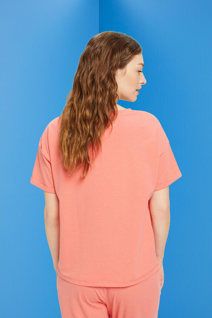 T-shirt en coton mélangé à poche-poitrine, CORAL, detail image number 3