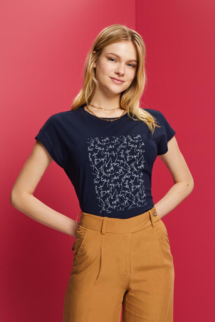 Shirt mit Logo, 100% Baumwolle, NAVY, detail image number 0