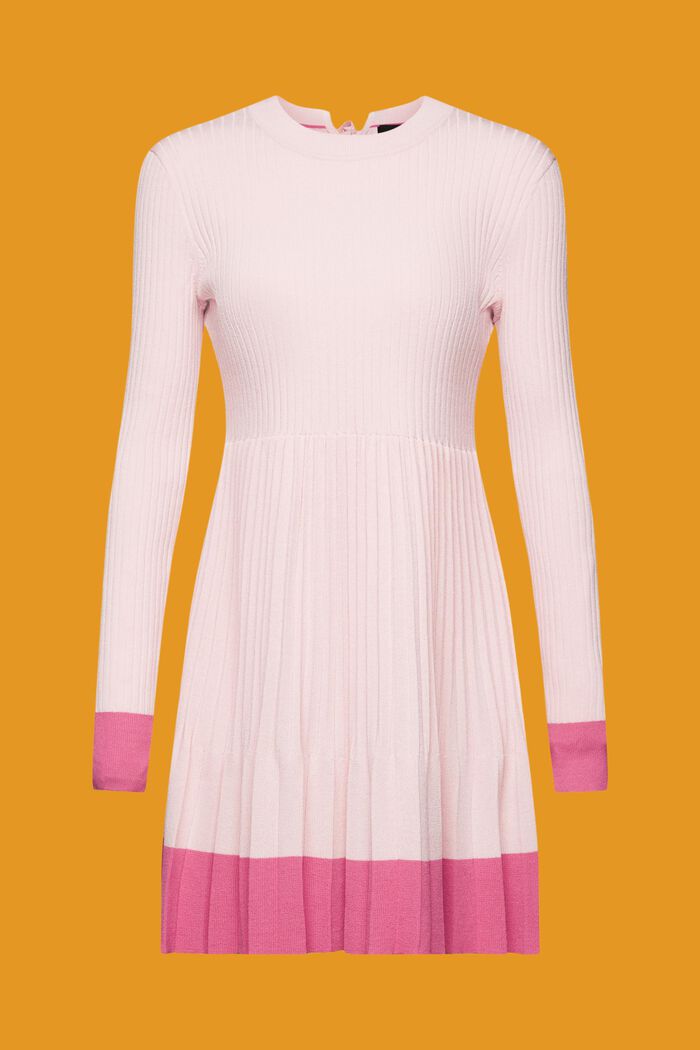 Mini-robe plissée à manches longues et encolure ronde, PINK, detail image number 6