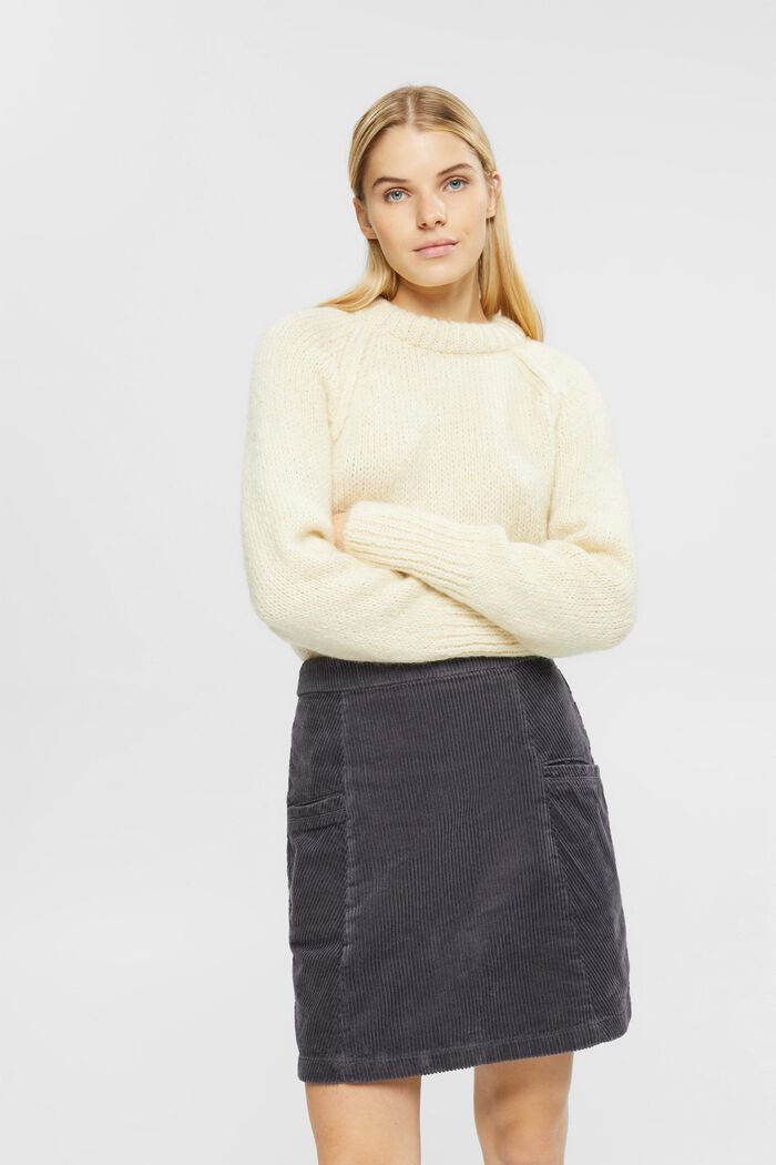 Mini-jupe en velours côtelé, 100 % coton, ANTHRACITE, detail image number 6