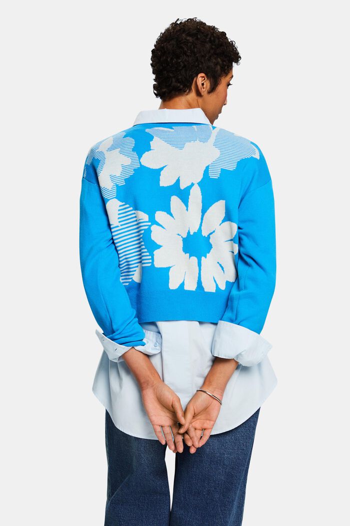 Jacquard-Sweatshirt aus Baumwolle, BLUE, detail image number 2