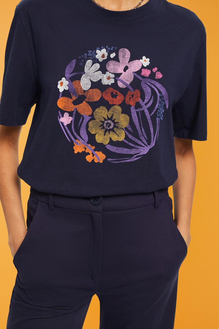 T-shirt à imprimé à fleurs, NAVY, detail image number 2