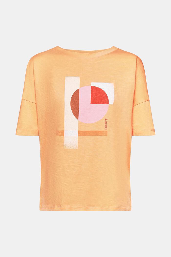 Baumwoll-T-Shirt mit geometrischem Print, GOLDEN ORANGE, detail image number 6