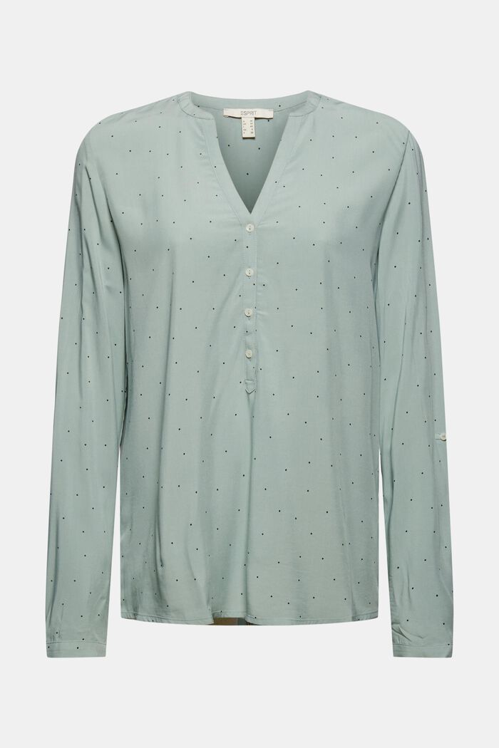 Henley-Bluse aus LENZING™ ECOVERO™, DUSTY GREEN, detail image number 0