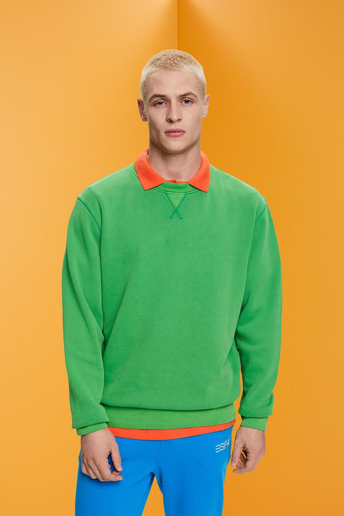 Unifarbenes Sweatshirt im Regular Fit, GREEN, detail image number 0