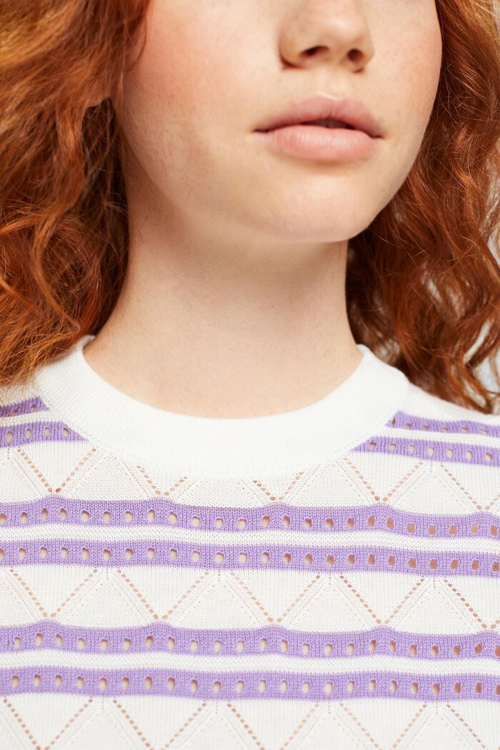 Pointelle-Pullover mit Streifen, NEW OFF WHITE, detail image number 0