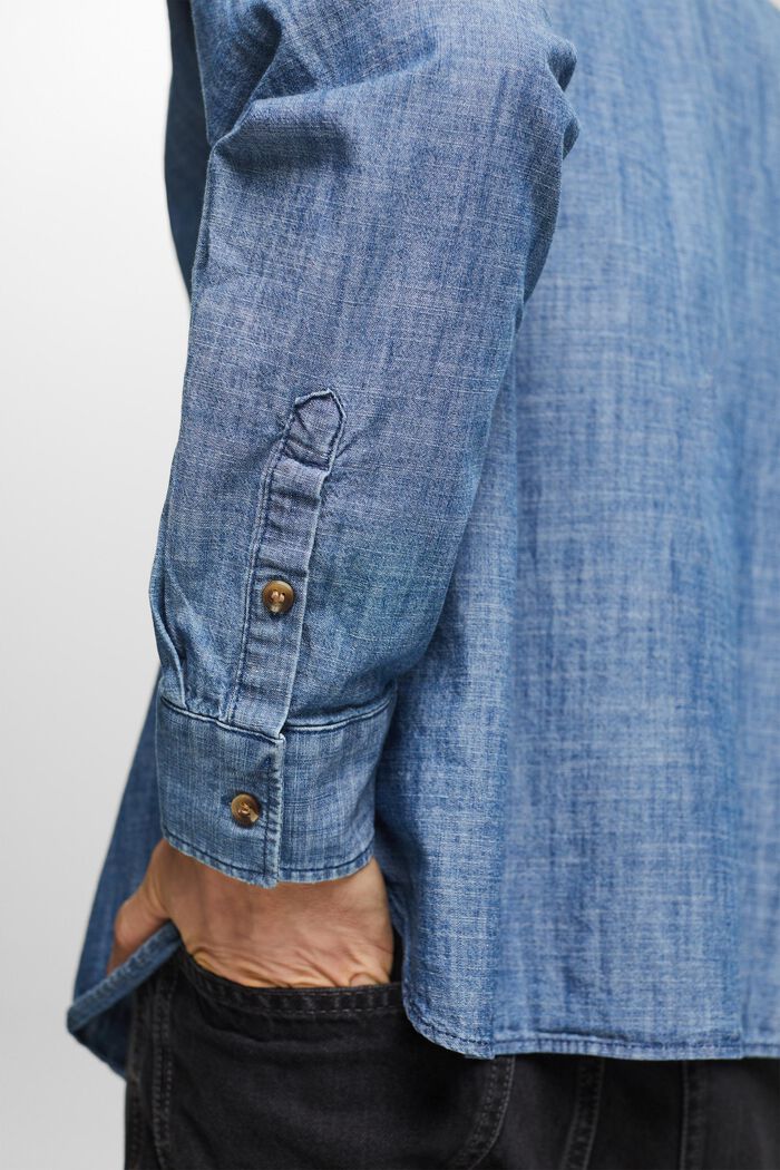 Chemise à col boutonné en chambray, BLUE MEDIUM WASHED, detail image number 3