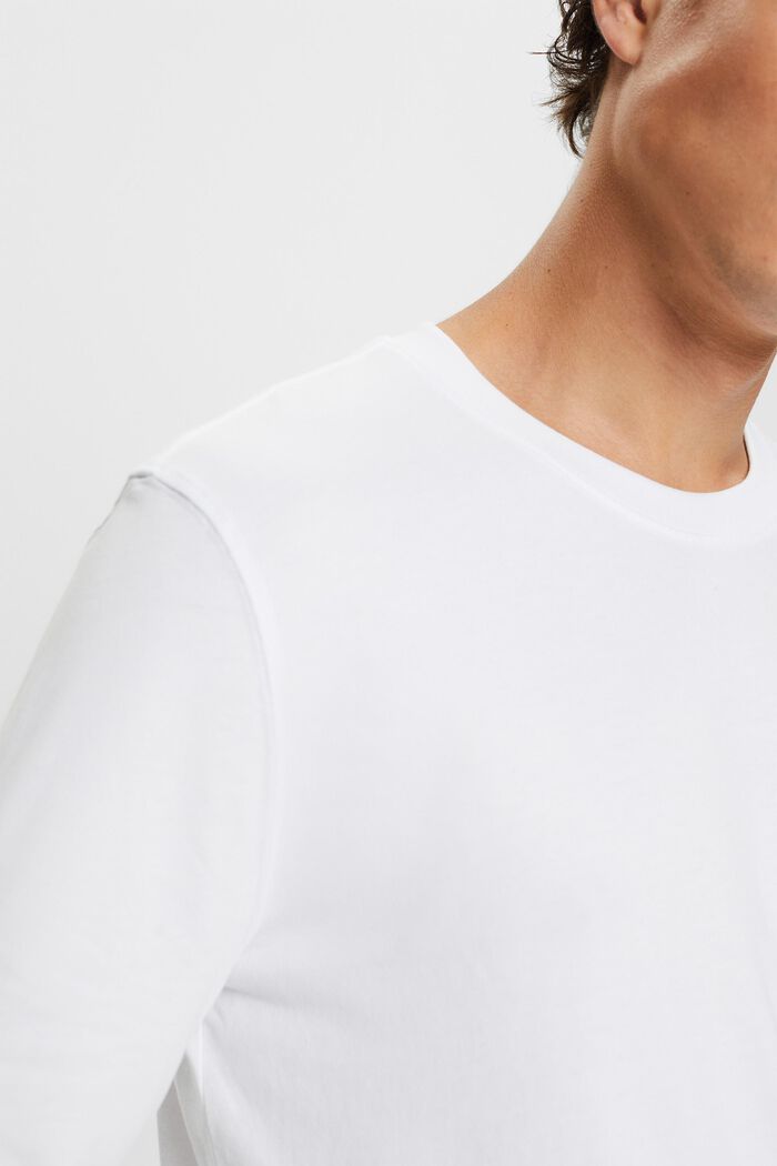 T-shirt à col rond et manches longues, WHITE, detail image number 1