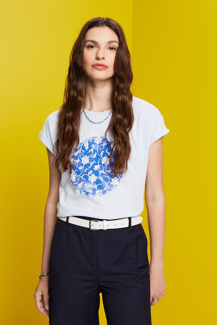 T-shirt à imprimé, 100 % coton, PASTEL BLUE, detail image number 0