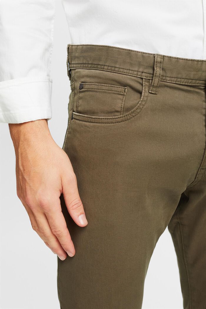 Pantalon de coupe Slim Fit, coton biologique, DARK KHAKI, detail image number 4