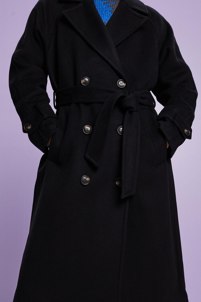 Trench-coat en laine et cachemire, BLACK, detail image number 2