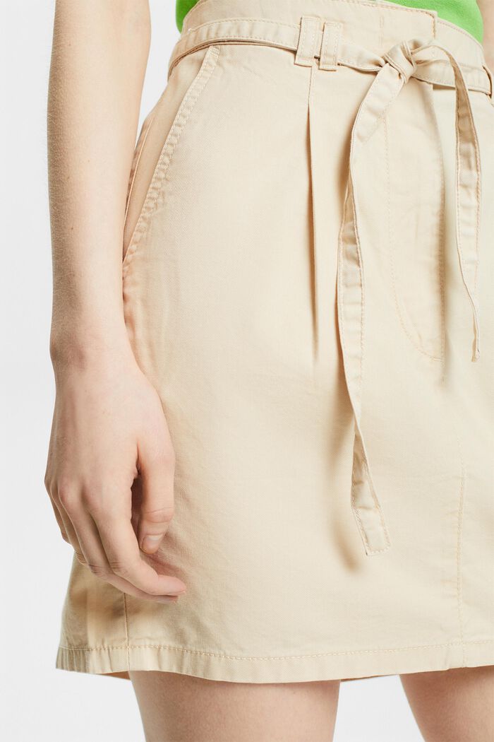 Mini-jupe chino à ceinture, CREAM BEIGE, detail image number 4