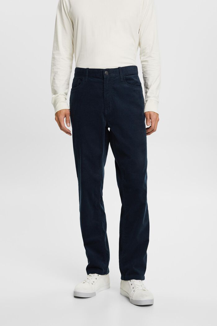 Pantalon en velours côtelé de coupe Straight Fit, PETROL BLUE, detail image number 0
