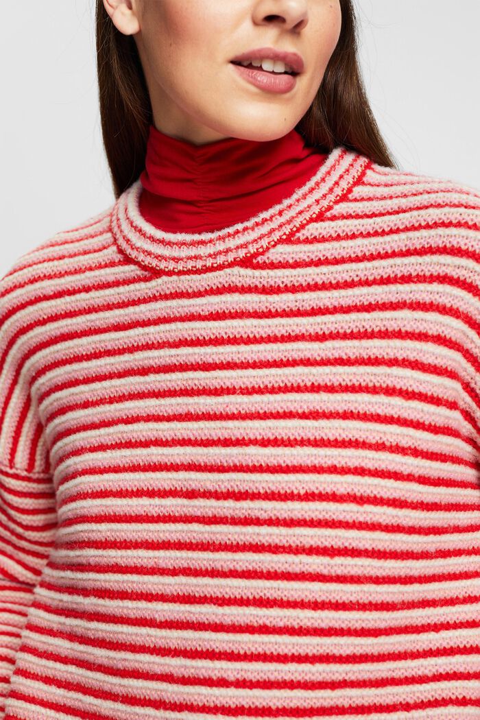 Pull en grosse maille à rayures, RED, detail image number 2