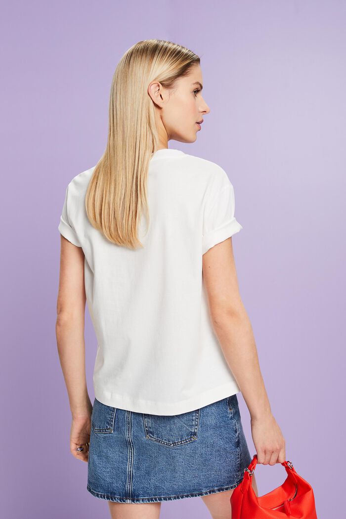 Baumwoll-T-Shirt mit Print, OFF WHITE, detail image number 2