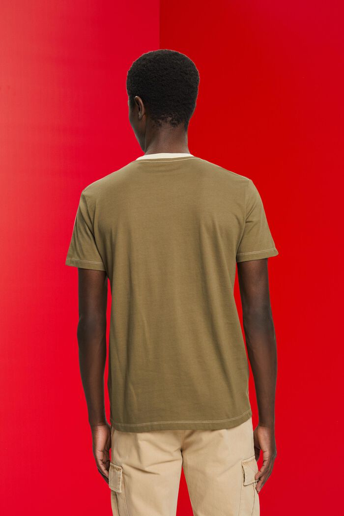 T-shirt en coton bicolore, LIGHT TAUPE, detail image number 3