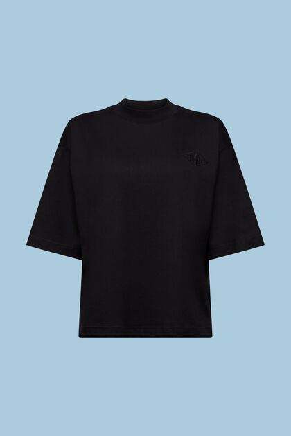 T-shirt en coton à col droit orné d’un logo