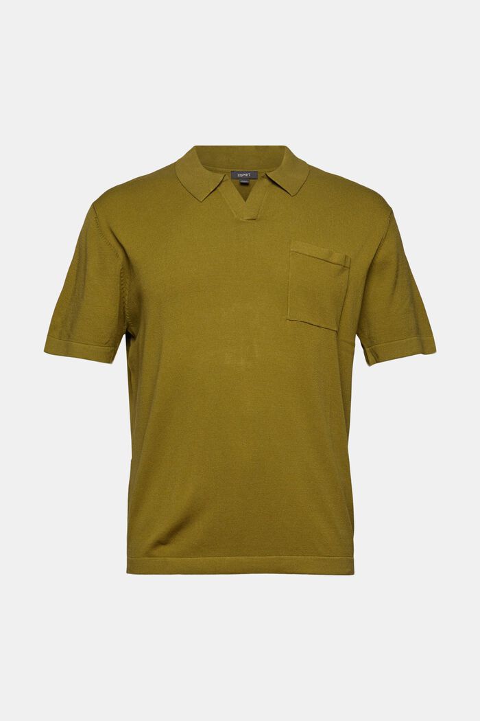 Polo-Shirt aus Feinstrick, LENZING™ ECOVERO™, OLIVE, detail image number 2
