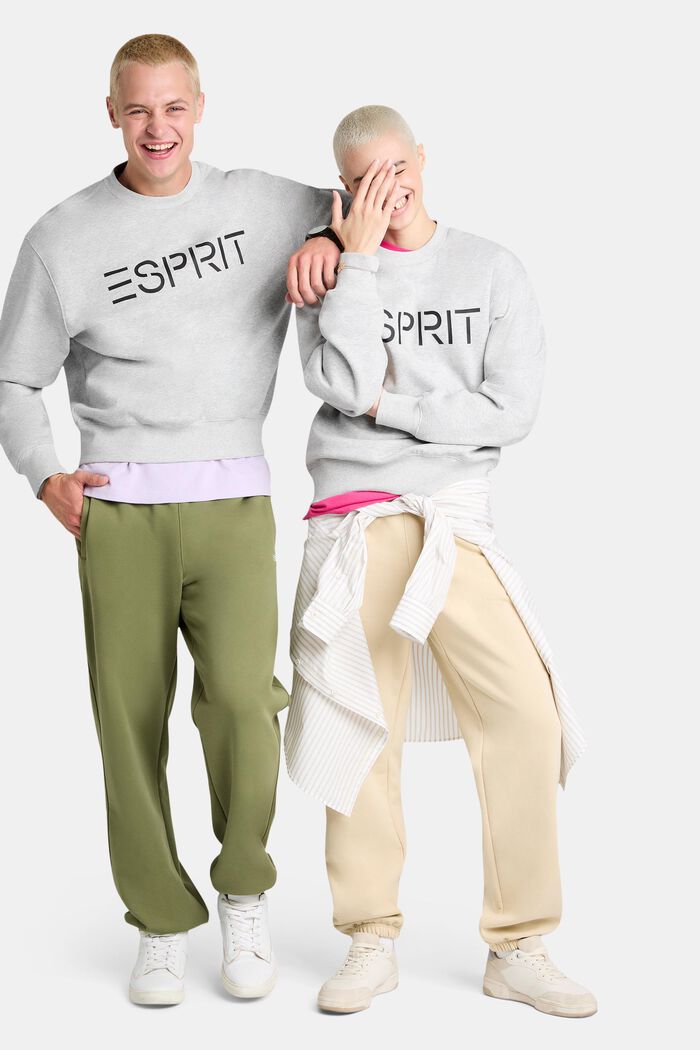 Sweat-shirt unisexe en maille polaire de coton orné d’un logo, LIGHT GREY, detail image number 0