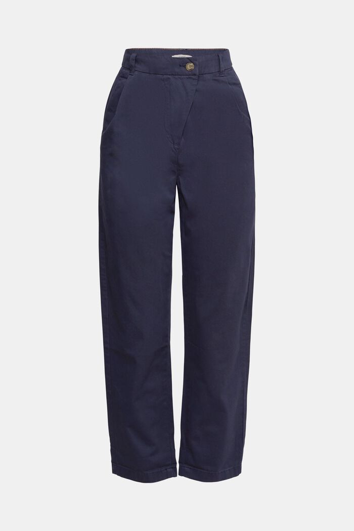 Pantalon chino droit taille haute en coton Pima, NAVY, detail image number 0