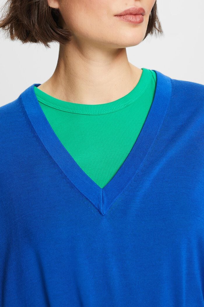 Pullover mit V-Ausschnitt, BRIGHT BLUE, detail image number 3