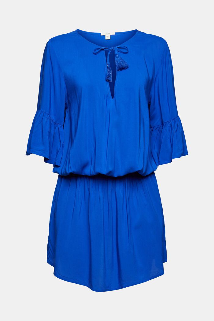 Kleid mit gesmokter Taille, LENZING™ ECOVERO™, BRIGHT BLUE, detail image number 7