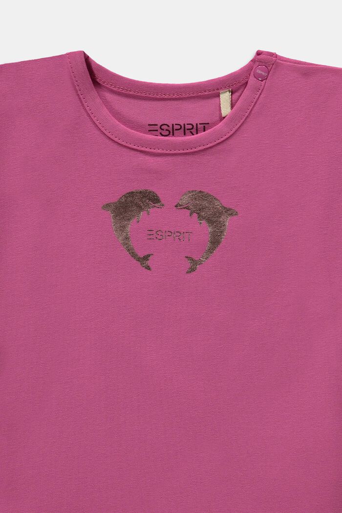 T-shirt à imprimé métallique, coton biologique, DARK PINK, detail image number 2