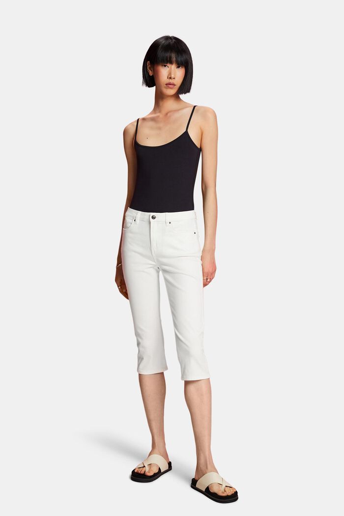 Capri-Jeans mit mittelhohem Bund, WHITE, detail image number 4