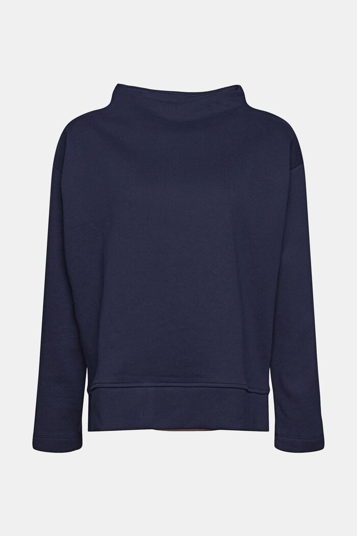 Sweatshirt mit Stehkragen, 100% Baumwolle, NAVY, overview