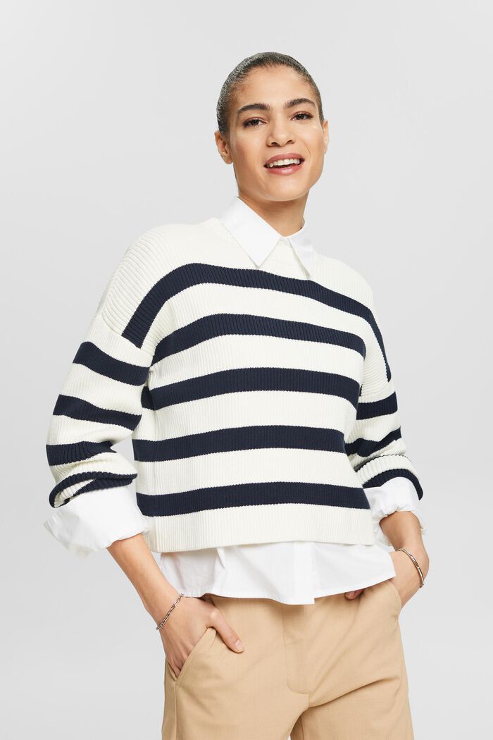 Langärmeliger Pullover mit Streifen, ICE, detail image number 0