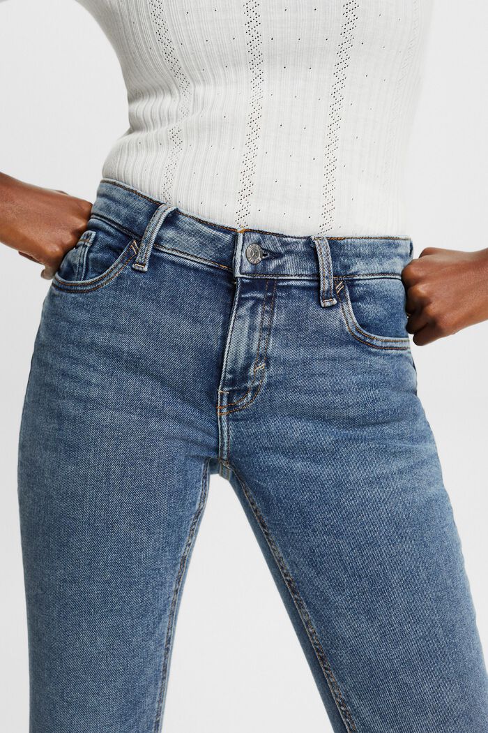 En matière recyclée : le jean stretch de coupe Skinny Fit taille mi-haute, BLUE LIGHT WASHED, detail image number 1
